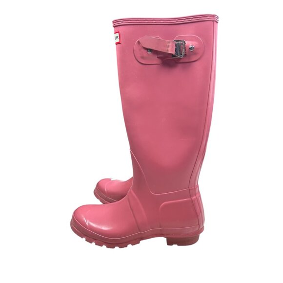 Hunter Original Tall Gloss Tain Boot Size 7 Women Pink Outdoors - Picture 4 of 9